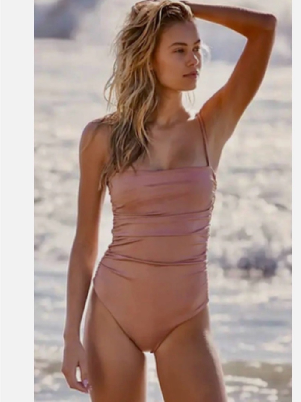 Free People Rose Taupe One-Piece Swimsuit